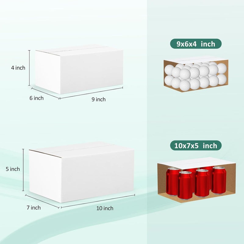 Eupako 30 Pack Small Shipping Boxes Assorted Sizes, 9x6x4 & 10x7x5, 15 PCS Each, White Corrugated Box Mailers, Cardboard Boxes for Packaging Small Business, Mailing - Image 2